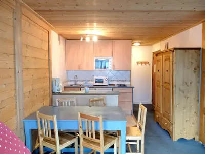 Cuisine ou kitchenette dans l'établissement Studio confortable avec balcon, près des pistes et animaux acceptés - FR-1-502-497