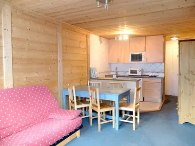 Cuisine ou kitchenette dans l'établissement Studio confortable avec balcon, près des pistes et animaux acceptés - FR-1-502-497