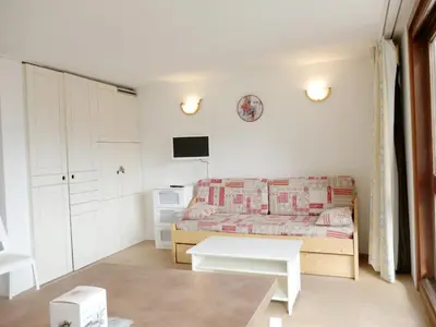 Télévision ou salle de divertissement dans l'établissement Appartement lumineux avec balcon, près des pistes et commerces, animaux acceptés - FR-1-502-503