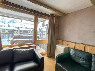 Coin salon dans l'établissement Appartement Confortable pour 8 pers. à Tignes, Animaux acceptés - FR-1-502-508