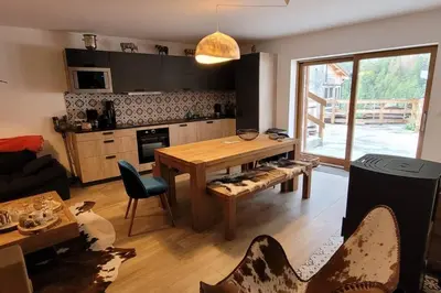 Cuisine ou kitchenette dans l'établissement Chalet 1829