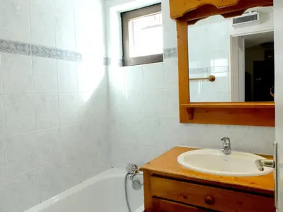 Salle de bains dans l'établissement Appartement lumineux proche pistes, balcon, animaux admis - FR-1-502-509