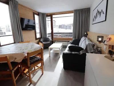 Coin salon dans l'établissement Confort à Tignes, 5 pers., proche pistes, balcon sud, WiFi - FR-1-502-513