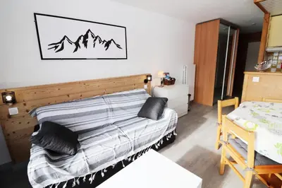 Un ou plusieurs lits dans un hébergement de l'établissement Résidence Soldanelles - Appartement rénové·Proche des pistes·Balcon MAE-0714
