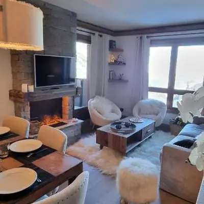Arcs 1950 Appartement Luxe type chalet 5 à 7 personnes Vue imprenable sur le Montblanc skis aux pieds