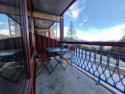 Balcon ou terrasse dans l'établissement Résidence Ruitor Arc 1800 - Très beau 2 pièces pour 4 personnes, proche du télécabine dans le village de Charmettoger à Arc 1800. MAE-7034