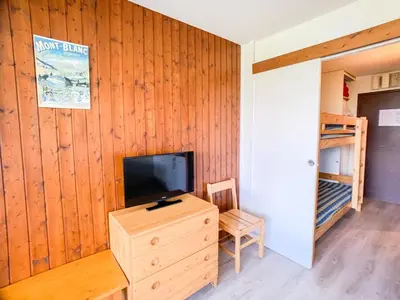 Télévision ou salle de divertissement dans l'établissement Studio lumineux proche pistes et commerces, balcon, animaux acceptés - FR-1-502-525