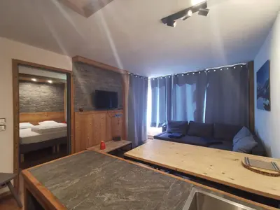 Un ou plusieurs lits dans un hébergement de l'établissement MyHome - Très beau T2 plein centre Tignes Val Claret