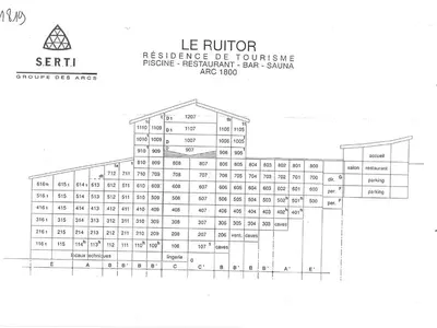 Plan de l'établissement Charmant 2 pièces ensoleillé, idéal pour 4 personnes à Arc 1800 - FR-1-411-889