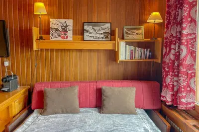 Coin salon dans l'établissement Apt with balcony and beautiful view in Val-d'Isère
