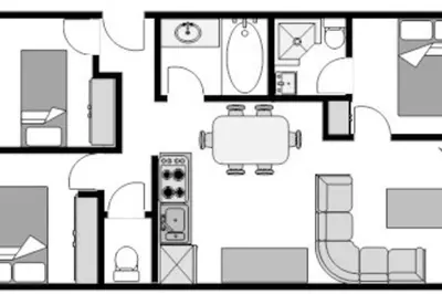 Plan de l'établissement Chataigne, cosy 3 bedroom apartment with great views
