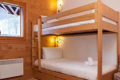 Un ou plusieurs lits dans un hébergement de l'établissement La Croix - 3 bedroom apartment in Sainte Foy village