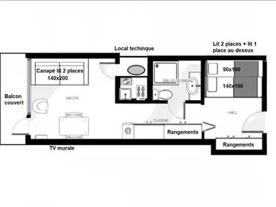 Plan de l'établissement Arc 1800 - Studio 5p - Réservations du Samedi au Samedi uniquement