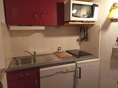 Cuisine ou kitchenette dans l'établissement Paradiski bordure de piste vallandry