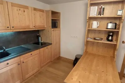 Cuisine ou kitchenette dans l'établissement Paradiski bel appartement rénové plan peisey