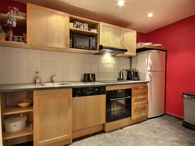 Cuisine ou kitchenette dans l'établissement Appartement PMR avec accès direct pistes - FR-1-455-234