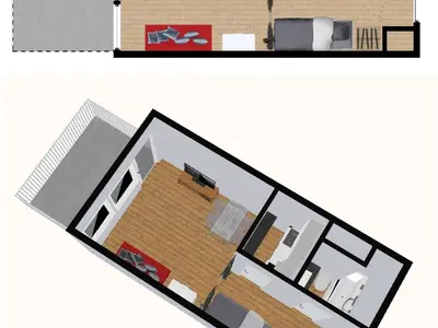 Plan de l'établissement Studio cosy 3 pers avec parking et WiFi à Val-d'Isère - FR-1-694-335