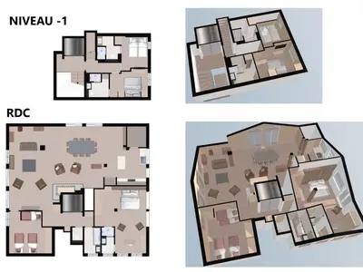Plan de l'établissement Duplex luxueux avec sauna, cheminée et parking à Val-d'Isère - FR-1-694-334