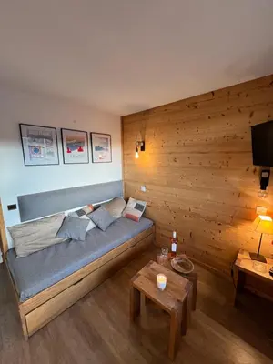Un ou plusieurs lits dans un hébergement de l'établissement Appartement 1 chambre Croix du Sud Belle Plagne