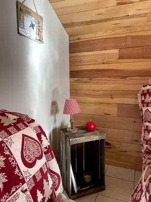 Coin salon dans l'établissement T3 Champagny-en-Vanoise avec terrasse plein sud