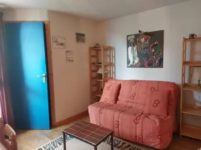 Coin salon dans l'établissement Studio cabine 4 pers à Vallandry avec animaux admis - FR-1-411-906