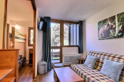 Coin salon dans l'établissement Résidence Michailles - Studio 4 personnes à Vallandry en centre station et proche des pistes MAE-4014