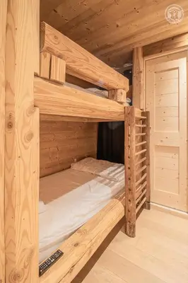 Un ou plusieurs lits dans un hébergement de l'établissement Chalet Alpin Luxe, Jacuzzi, Vue
