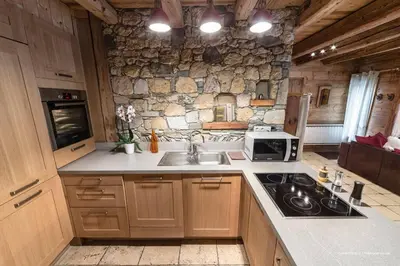 Cuisine ou kitchenette dans l'établissement Chalet Ancolie