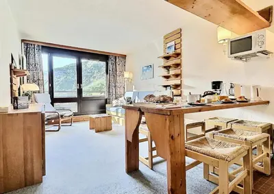 Cuisine ou kitchenette dans l'établissement Résidence Le Villaret - 2 pièces spacieux pour 5 personnes situé au pied des pistes de 