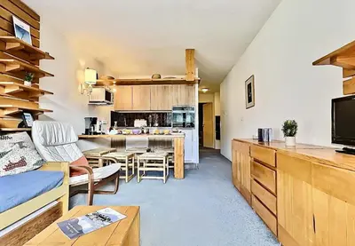 Cuisine ou kitchenette dans l'établissement Résidence Le Villaret - 2 pièces spacieux pour 5 personnes situé au pied des pistes de 