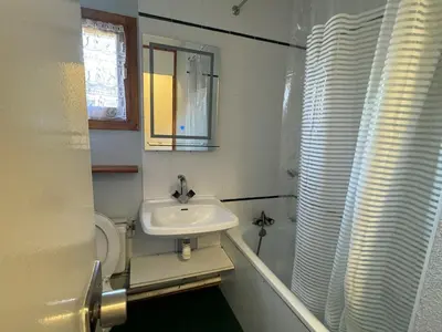 Salle de bains dans l'établissement Studio chaleureux 2 pers, skis aux pieds, balcon, vue pistes - FR-1-181-2764