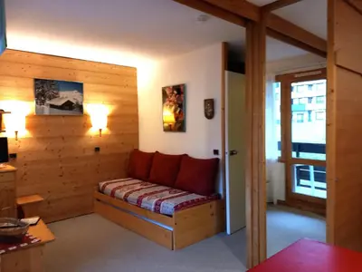 Un ou plusieurs lits dans un hébergement de l'établissement Studio tout confort pour 4 pers. · Accès aux pistes directement - FR-1-181-2763