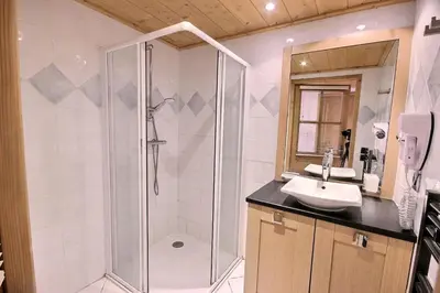 Salle de bains dans l'établissement Résidence L'oree Des Neiges - Appartement de 6 personnes confort un départ skis aux pieds et situé proche du centre de la station de Vallandry MAE-3711