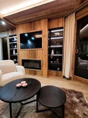 Coin salon dans l'établissement LES ARCS Appartement Prestige Ski In Ski Out