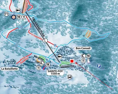 Plan de l'établissement Chalet Mélèze skis aux pieds Alpes, Sainte-Foy station 1550