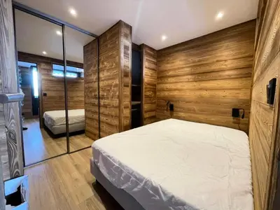 Un ou plusieurs lits dans un hébergement de l'établissement Résidence Rond Point Des Pistes A - Appartement 2 pèces rénové, pieds des pistes MAE-2861