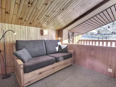 Coin salon dans l'établissement Appartement 2 pièces avec belle vue sur pistes, animaux admis - FR-1-455-252