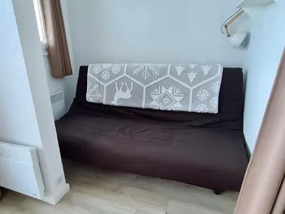 Coin salon dans l'établissement Tignes - Appartement 2 pièces cabine, 6 pers, vue sur montagne - FR-1-449-193