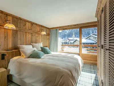 Un ou plusieurs lits dans un hébergement de l'établissement Luxueux appartement 5 pièces avec balcons et vues, proche pistes - FR-1-694-354