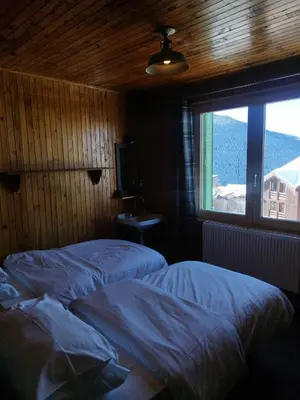 Un ou plusieurs lits dans un hébergement de l'établissement Appartement skis aux pieds, à Peisey Vallandry