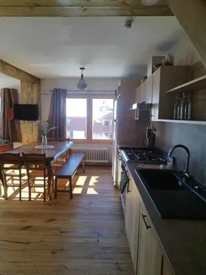 Cuisine ou kitchenette dans l'établissement Appartement skis aux pieds, à Peisey Vallandry