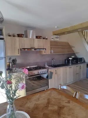 Cuisine ou kitchenette dans l'établissement Appartement skis aux pieds, à Peisey Vallandry