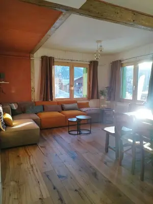 Coin salon dans l'établissement Appartement skis aux pieds, à Peisey Vallandry
