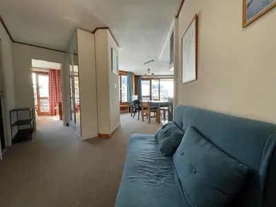 Coin salon dans l'établissement Appartement Confort · Grand 2 Pièces · Proche Pistes · Balcon Sud-Est · 6 Pers · Val Claret - FR-1-502-559