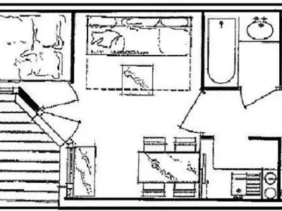 Plan de l'établissement Studio cabine 4 pers, Vallandry, centre station, proche pistes - FR-1-411-940