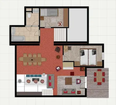 Plan de l'établissement 4009 loft penthouse Prince des Cimes Arc 1950