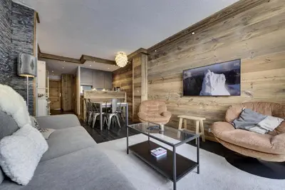 Coin salon dans l'établissement Résidence Pramecou - Appartement rénové · Au pied des pistes · MAE-4421