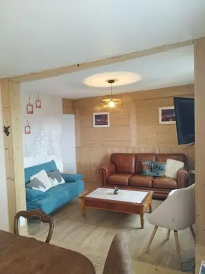 Coin salon dans l'établissement Peisey Vallandry, L'appartement au pied des pistes