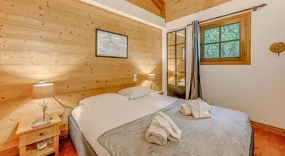 Un ou plusieurs lits dans un hébergement de l'établissement Résidence Blue Wood - Appartement en chalet 8 personnes 4, séjour enfamille ou entre amis MAE-0701