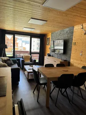 Coin salon dans l'établissement Appartement Tignes Val claret